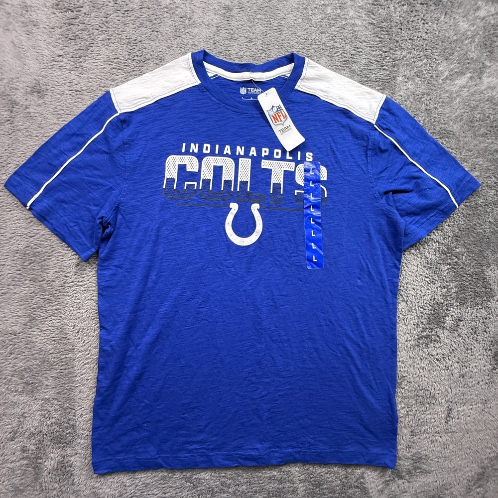 Indianapolis Colts NFL Team Apparel Shirt NWT Mens L Blue Crew Neck Short Sleev